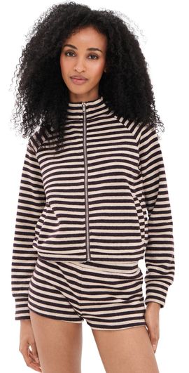 Lioness Lioness Bloom Knit Jacket Beige Chocolate Stripe