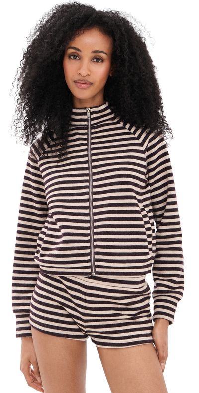 Lioness Lioness Bloom Knit Jacket Beige Chocolate Stripe