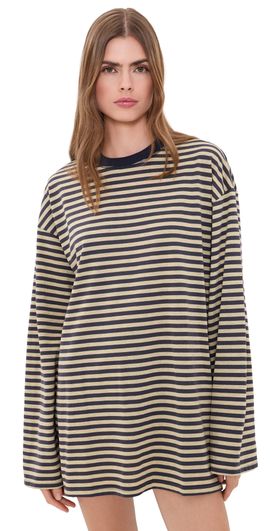 Lioness Lioness Bloom T-Shirt Mini Dress Beige Stripe