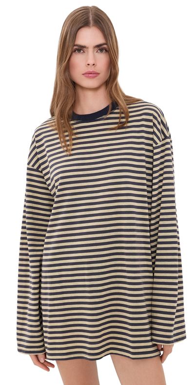 Lioness Lioness Bloom T-Shirt Mini Dress Beige Stripe