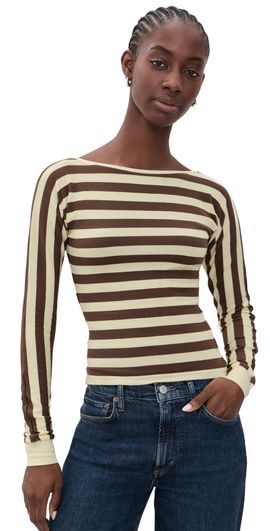 Lioness Lioness Blooming Long Sleeve Tee Sorbet Cocoa Stripe
