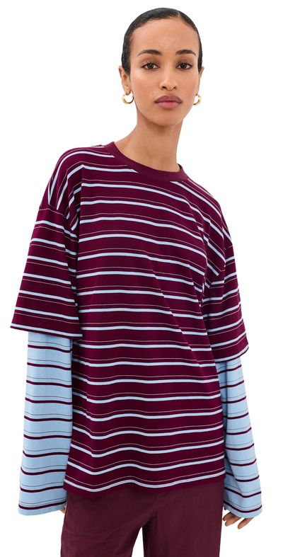 Lioness Lioness Bottega Shirt Burgundy Sky Stripe