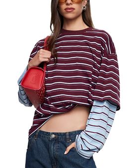 Lioness Lioness Bottega Striped Layered Long Sleeve Tee