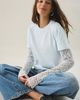 Lioness Lioness Bowen Double Layered Lace Long Sleeve Tee in Light Blue, Women's at Urban Outfitters - 1