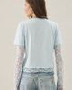 Lioness Lioness Bowen Double Layered Lace Long Sleeve Tee in Light Blue, Women's at Urban Outfitters - 4