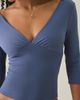 Lioness Lioness Canyon Plunging 3/4 Sleeve Crop Top in Blue, Women's at Urban Outfitters - 2