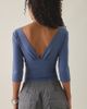 Lioness Lioness Canyon Plunging 3/4 Sleeve Crop Top in Blue, Women's at Urban Outfitters - 3