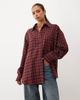 Lioness Lioness Clarity oversized shirt in deep red plaid - 2