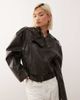 Lioness Lioness Driftwood faux leather structured wide sleeve buckle detail biker jacket in black - 1