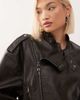 Lioness Lioness Driftwood faux leather structured wide sleeve buckle detail biker jacket in black - 3