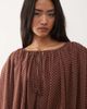 Lioness Lioness Elements Petite chiffon drape detail balloon sleeve tie waist mini dress in chocolate and cream polka dots-Brown - 3