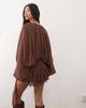 Lioness Lioness Elements Petite chiffon drape detail balloon sleeve tie waist mini dress in chocolate and cream polka dots-Brown - 4