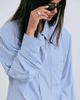 Lioness Lioness exclusive Chelsea cotton blend oversized shoulder pad detailing shirt with necktie in blue stripes - 2