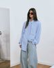 Lioness Lioness exclusive Chelsea cotton blend oversized shoulder pad detailing shirt with necktie in blue stripes - 4
