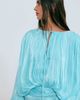 Lioness Lioness exclusive Elements high sheen chiffon drape detail balloon sleeve tie waist mini dress in aqua-Blue - 2