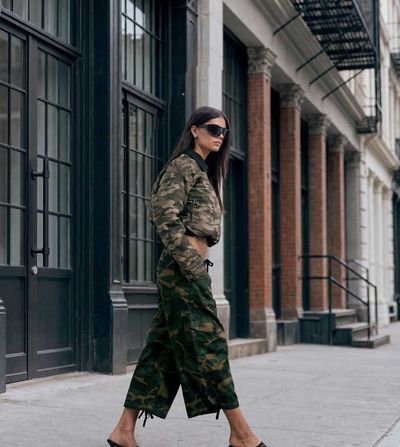 Lioness Lioness exclusive Frankie tie detail cropped wide leg capri pants in camo-Green