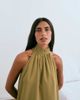 Lioness Lioness exclusive Gabriella halterneck chiffon drape top in olive-Green - 3