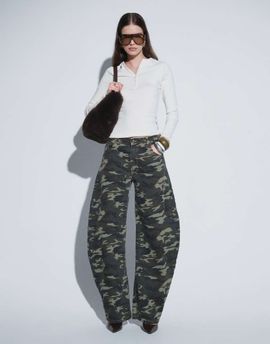 Lioness Lioness exclusive Horseshoe barrel leg jeans in camo-MULTI
