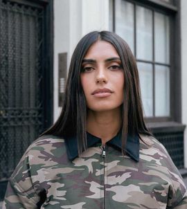 Lioness Lioness exclusive Hudson collar detail cropped bomber jacket in camo-Green