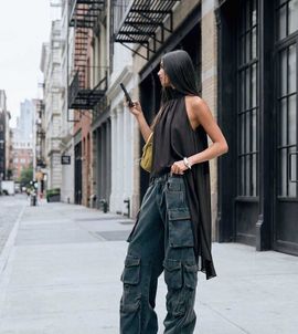 Lioness Lioness exclusive Sweetness low rise pocket detail oversized cargo jeans in washed black
