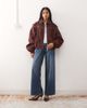 Lioness Lioness Exclusive Vista leather look contrast stitch bomber jacket in shiraz-Red - 1