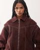 Lioness Lioness Exclusive Vista leather look contrast stitch bomber jacket in shiraz-Red - 3