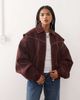 Lioness Lioness Exclusive Vista leather look contrast stitch bomber jacket in shiraz-Red - 4