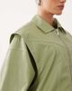 Lioness Lioness exclusive Vista leather look contrast stitch bomber jacket in soft khaki-Green - 3