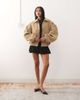Lioness Lioness Exclusive Vista leather look contrast stitch bomber jacket in taupe-Brown - 2