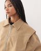 Lioness Lioness Exclusive Vista leather look contrast stitch bomber jacket in taupe-Brown - 3