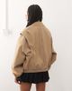 Lioness Lioness Exclusive Vista leather look contrast stitch bomber jacket in taupe-Brown - 4
