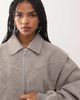 Lioness Lioness exclusive Vista leather look contrast stitch bomber jacket in taupe-Gray - 2