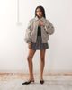 Lioness Lioness exclusive Vista leather look contrast stitch bomber jacket in taupe-Gray - 3