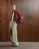 Lioness Lioness exclusive Vista leather look contrast stitch bomber jacket in wine red - 2