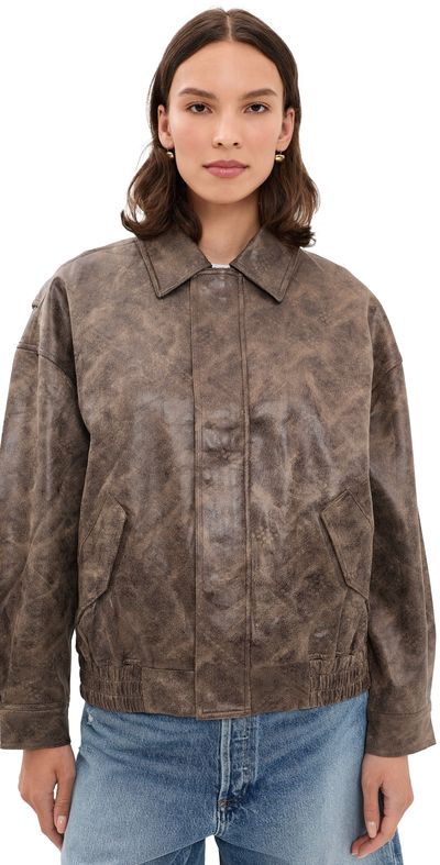 Lioness Lioness Faux Leather Kenny Bomber Chocolate
