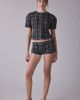 Lioness Lioness Femme Plaid Short Sleeve Button-Front Blouse in Navy Lemon Plaid, Women's at Urban Outfitters - 1