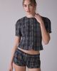 Lioness Lioness Femme Plaid Short Sleeve Button-Front Blouse in Navy Lemon Plaid, Women's at Urban Outfitters - 2