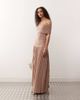 Lioness Lioness Field Of Dreams bardot ruched waist pleated drop hem maxi dress in mocha-Neutral - 1