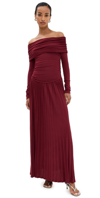Lioness Lioness Field of Dreams Long Sleeve Maxi Dress Burgundy XS