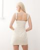Lioness Lioness Fortune cotton square neck ruched straps contrast trim mini dress in ivory-White - 3