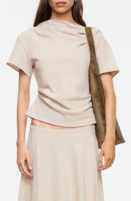LIONESS LIONESS Halcyon Cowl Neck Crop Linen Blend Top
