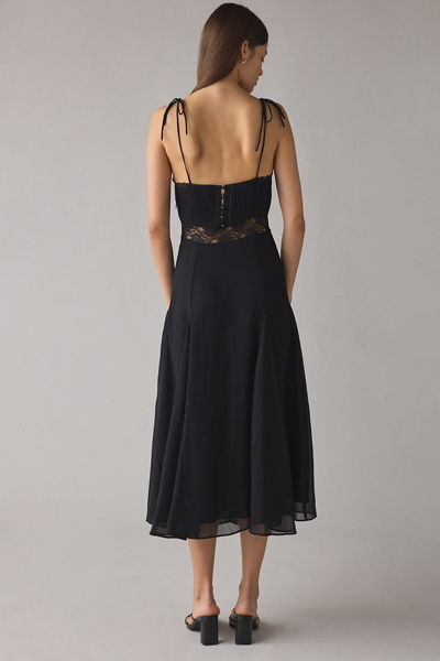 lioness black backless dress Lioness Stars Align halterneck lace trim open back satin mini dress in black with cream spot
