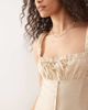Lioness Lioness Heart Shaped linen blend milkmaid button detail tiered maxi dress in beige-Neutral - 2