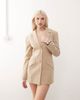 Lioness Lioness Horizon linen look cotton structured pocket details mini blazer dress in beige-Neutral - 1