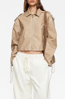 LIONESS LIONESS Jet Metallic Faux Leather Jacket