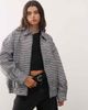 Lioness Lioness Kenny collar detail oversized bomber jacket in navy plaid-Multi - 3