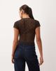 Lioness Lioness keyhole cap sleeve lace top in chocolate brown - 4