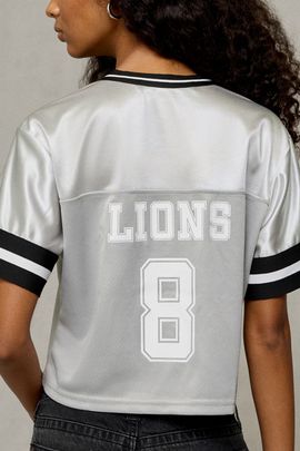 Lioness Lioness Lions Graphic V-Neck Jersey Top in Grey, Women's at Urban Outfitters