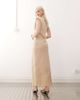 Lioness Lioness Meadow linen blend knot strap details plunge neck button up maxi dress in beige-Neutral - 3