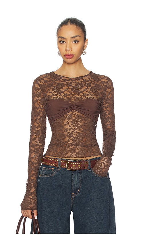 LIONESS - Midnight Lace Long Sleeve Top